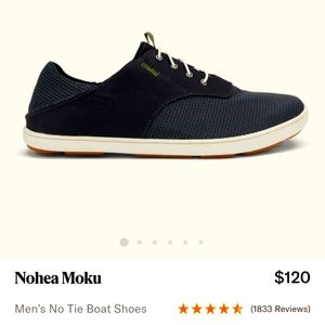 OluKai Nohea Moku Men's No Tie Boat Shoes